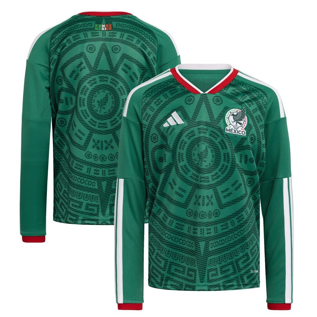Mexico National Team adidas Youth 2026 Home Replica Long Sleeve Jersey