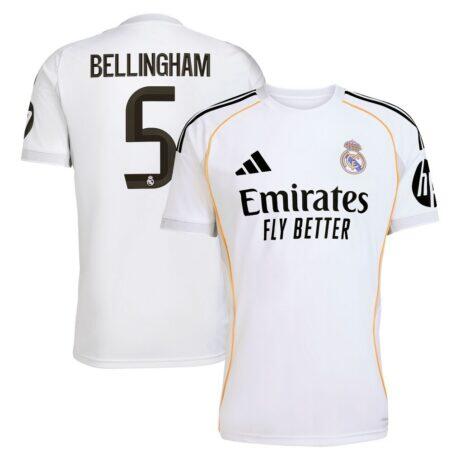 Jude Bellingham Real Madrid adidas 2025/26 Home Replica Jersey - White - Front View