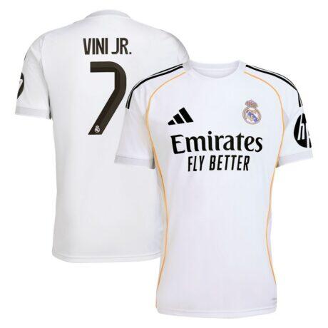Vini Jr. Real Madrid adidas 2025/26 Home Replica Jersey - White - Front View