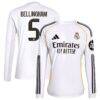 Jude Bellingham Real Madrid adidas 2025/26 Home Replica Long Sleeve Jersey - White - Front View