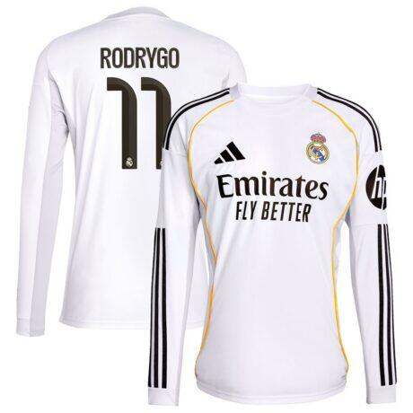 Rodrygo Real Madrid adidas 2025/26 Home Replica Jersey - White - Front View