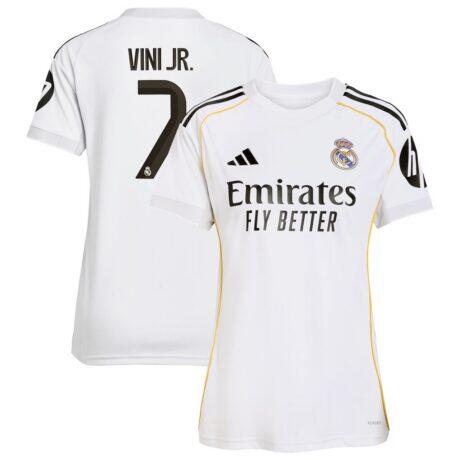 Vini Jr. Real Madrid adidas Women's 2025/26 Home Replica Jersey - White - Front View