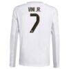 Vini Jr. Real Madrid adidas Youth 2025/26 Home Replica Long Sleeve Jersey - White - Detail View