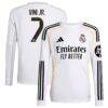 Vini Jr. Real Madrid adidas Youth 2025/26 Home Replica Long Sleeve Jersey - White - Front View