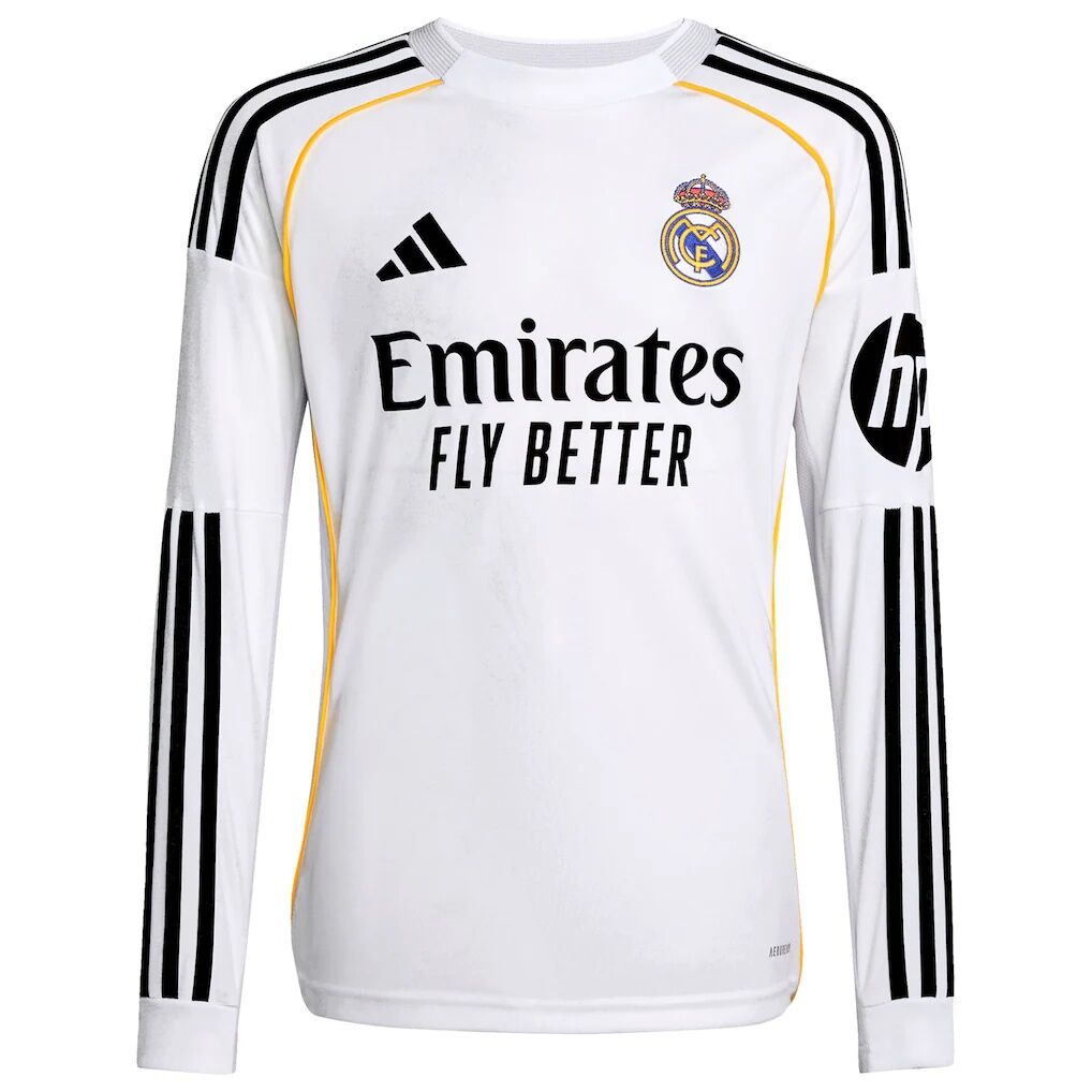 Vini Jr. Real Madrid adidas Youth 2025/26 Home Replica Long Sleeve Jersey