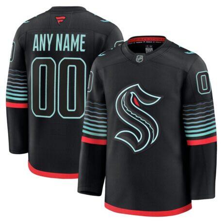 Seattle Kraken Fashion7 Alternate Premium Custom Jersey - Black - Front View