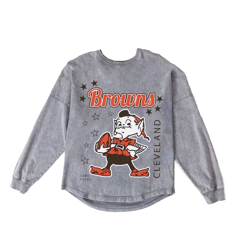 Cleveland Browns Gameday Couture Women's Starbound Oversized Snow Wash Long Sleeve T-Shirt