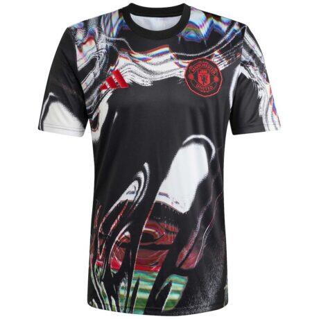 Manchester United adidas 2025/26 Pre-Match Training Jersey - Black - Front View