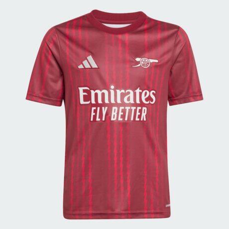 Arsenal adidas Youth 2025/26 Pre-Match Training Jersey - Red - Alt1