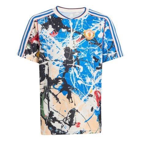 Manchester United X Stone Roses adidas Youth Replica Jersey - Blue - Front View