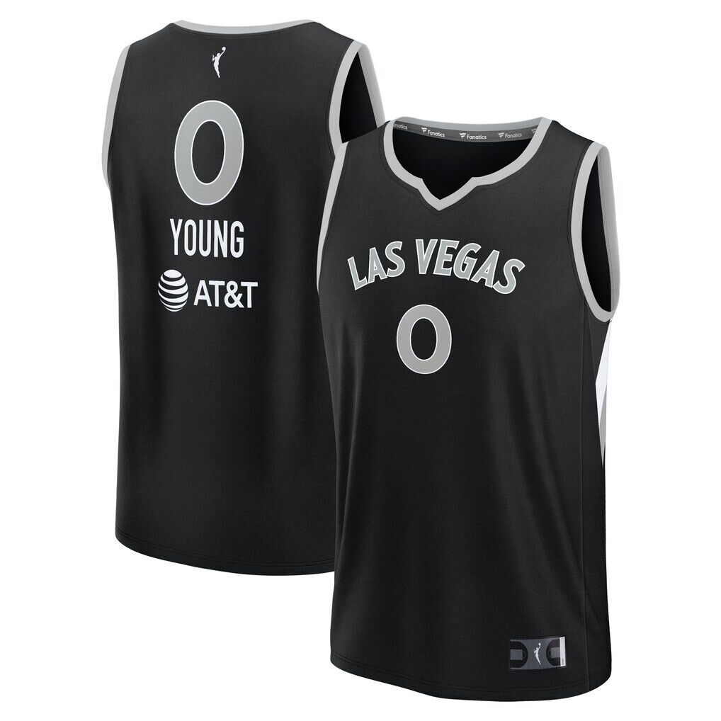 Jackie Young Las Vegas Aces Fashion7 Unisex Explorer Edition Fast Break Replica Jersey