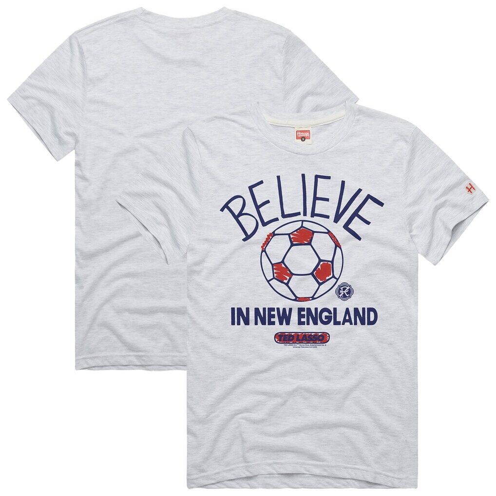 New England Revolution Homage Unisex MLS x Ted Lasso Believe Graphic Tri-Blend T-Shirt - Ash