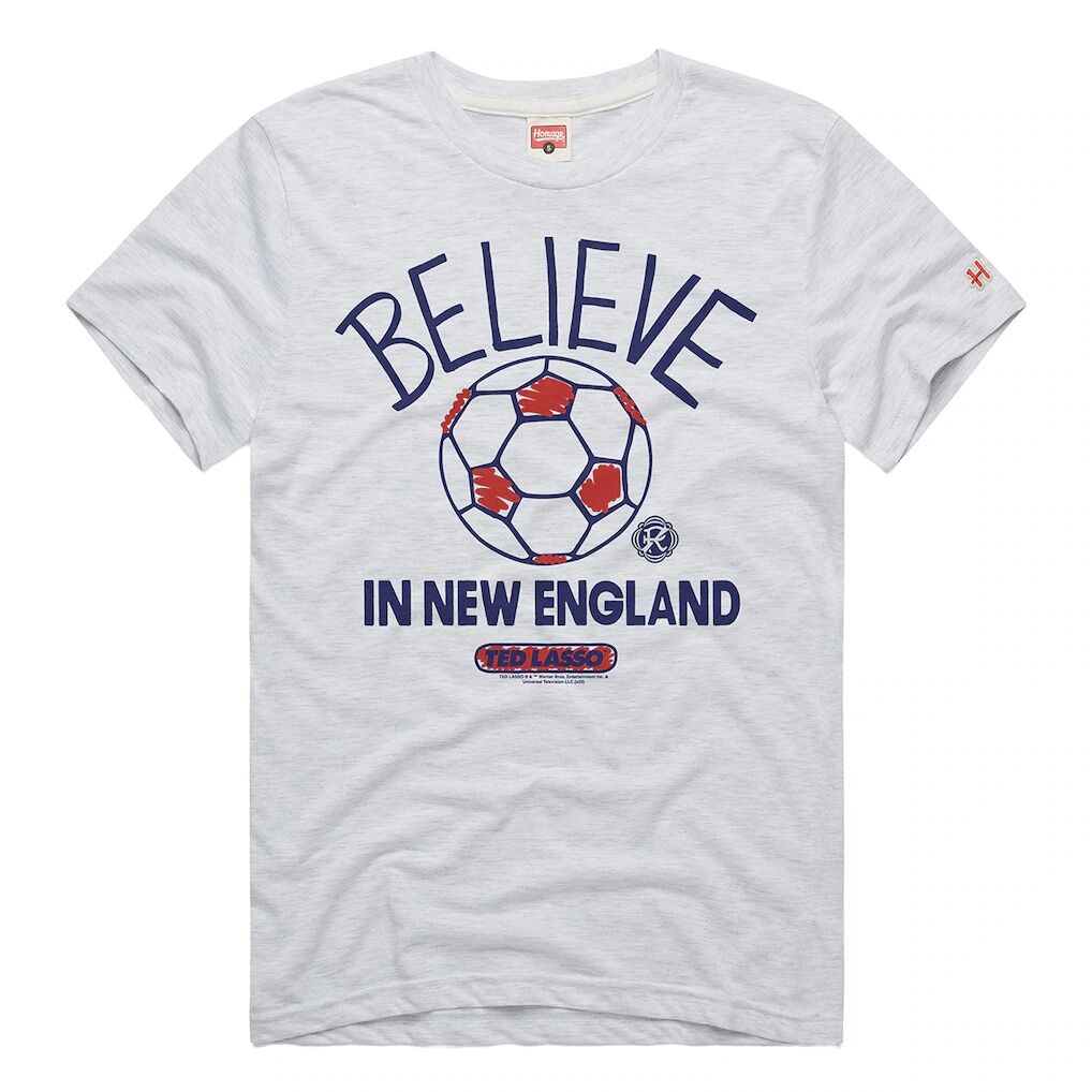 New England Revolution Homage Unisex MLS x Ted Lasso Believe Graphic Tri-Blend T-Shirt - Ash