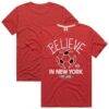 New York Red Bulls Homage Unisex MLS x Ted Lasso Believe Graphic Tri-Blend T-Shirt - Red - Front View