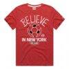 New York Red Bulls Homage Unisex MLS x Ted Lasso Believe Graphic Tri-Blend T-Shirt - Red - Side View