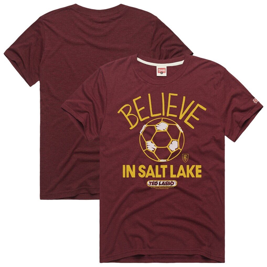 Real Salt Lake Homage Unisex MLS x Ted Lasso Believe Graphic Tri-Blend T-Shirt