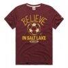 Real Salt Lake Homage Unisex MLS x Ted Lasso Believe Graphic Tri-Blend T-Shirt - Red - Side View