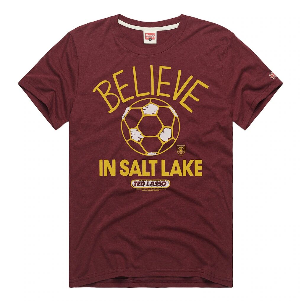 Real Salt Lake Homage Unisex MLS x Ted Lasso Believe Graphic Tri-Blend T-Shirt