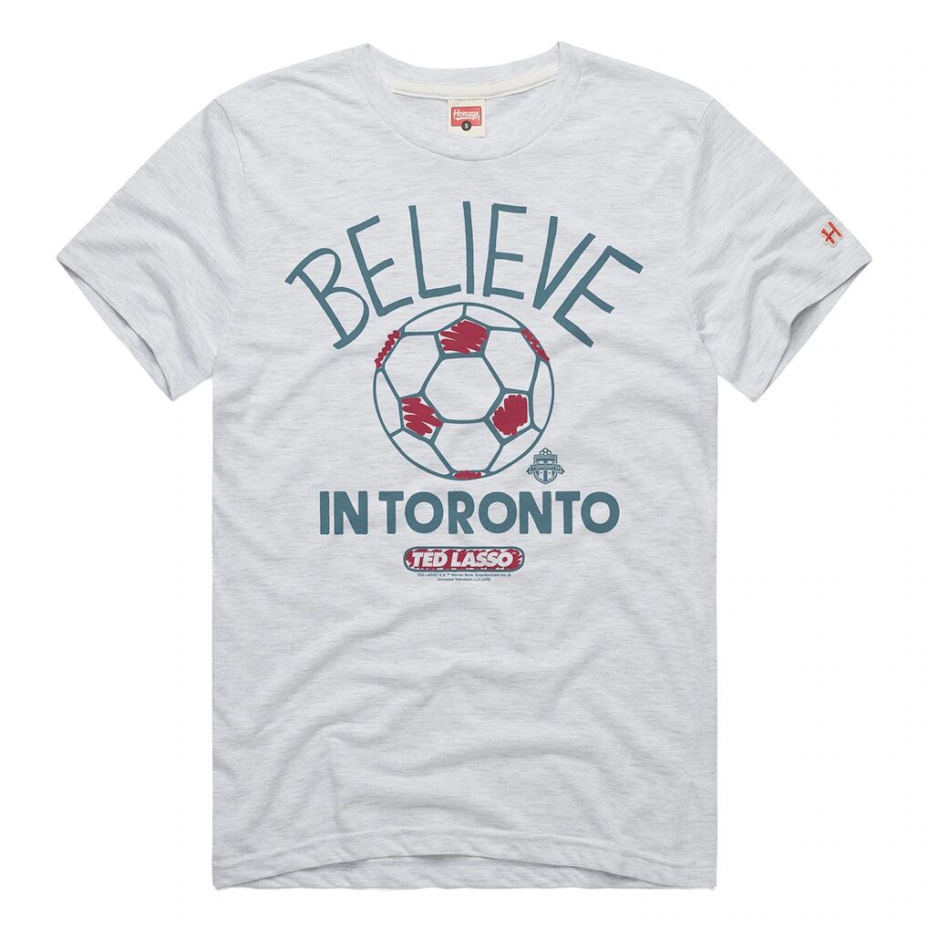 Toronto FC Homage Unisex MLS x Ted Lasso Believe Graphic Tri-Blend T-Shirt - Ash