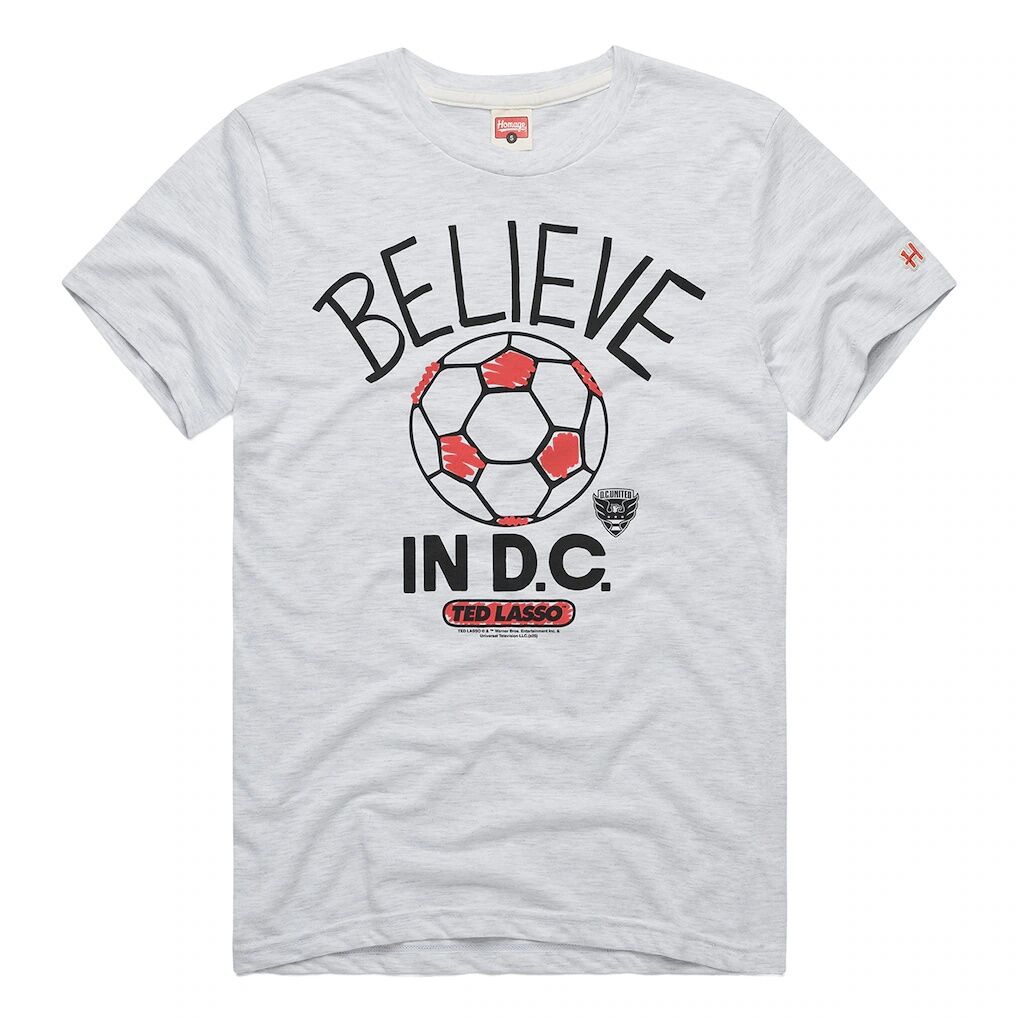 D.C. United Homage Unisex MLS x Ted Lasso Believe Graphic Tri-Blend T-Shirt - Ash