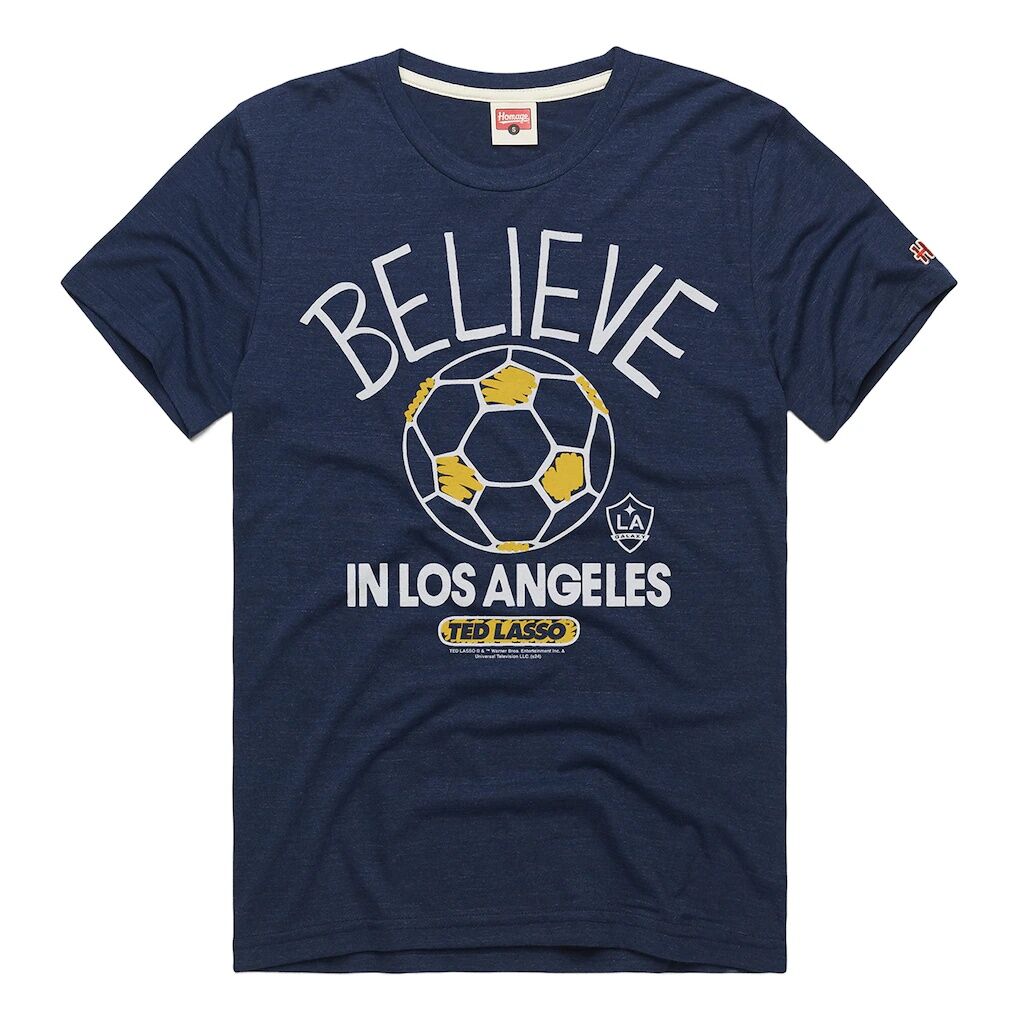 LA Galaxy Homage Unisex MLS x Ted Lasso Believe Graphic Tri-Blend T-Shirt