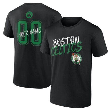 Boston Celtics Hustle Custom T-Shirt - Black - Front View