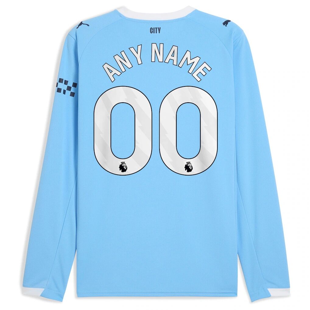 Manchester City Puma 2025/26 Home Replica Long Sleeve Custom Jersey – Sky Blue