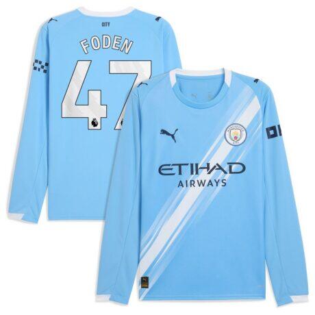 Phil Foden Manchester City Puma 2025/26 Home Replica Long Sleeve Player Jersey - - Front View