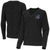 Miami Marlins Antigua Women's Varsity Tri-Blend V-Neck Long Sleeve T-Shirt - - Front View