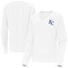 Kansas City Royals Antigua Women's Varsity Tri-Blend V-Neck Long Sleeve T-Shirt - White - Front View