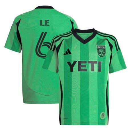 Ilie Sanchez Austin FC adidas Youth 2025 The Heartbeat Kit Replica Player Jersey - Green - Front View