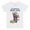 Toronto Blue Jays Tiny Turnip Infant Cowboy Boot T-Shirt - White - Front View