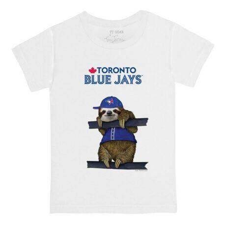 Toronto Blue Jays Tiny Turnip Youth Sloth T-Shirt - White - Front View