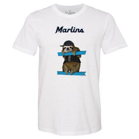 Miami Marlins Tiny Turnip Unisex Sloth T-Shirt - White - Front View