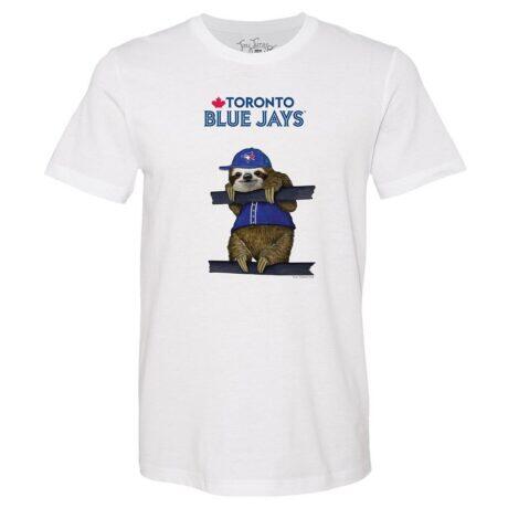 Toronto Blue Jays Tiny Turnip Unisex Sloth T-Shirt - White - Front View