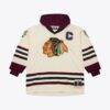 Chicago Blackhawks Mitchell & Ness x Just Don Jersey Hoodie - Cream - Front View
