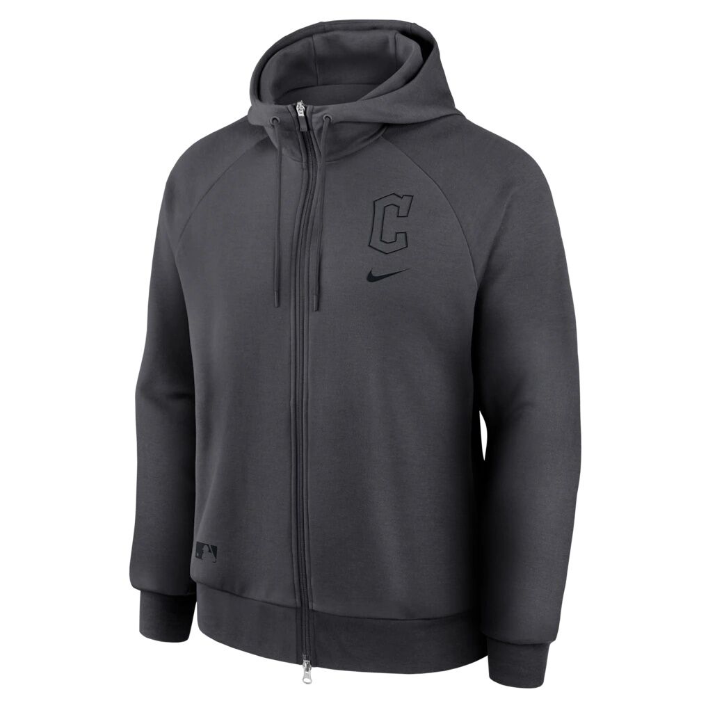 Cleveland Guardians Nike Authentic Collection Player Raglan Dri-FIT Full-Zip Hoodie - Anthracite