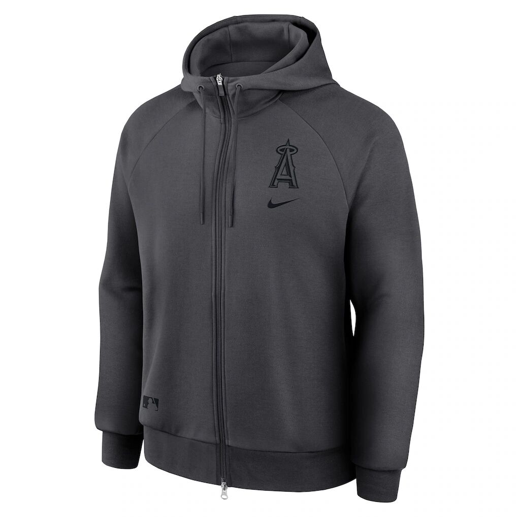 Los Angeles Angels Nike Authentic Collection Player Raglan Dri-FIT Full-Zip Hoodie – Anthracite