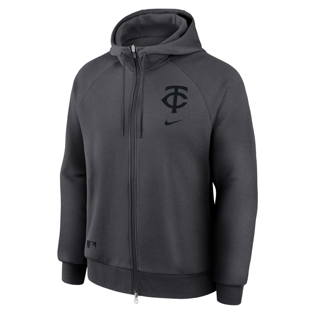 Minnesota Twins Nike Authentic Collection Player Raglan Dri-FIT Full-Zip Hoodie - Anthracite