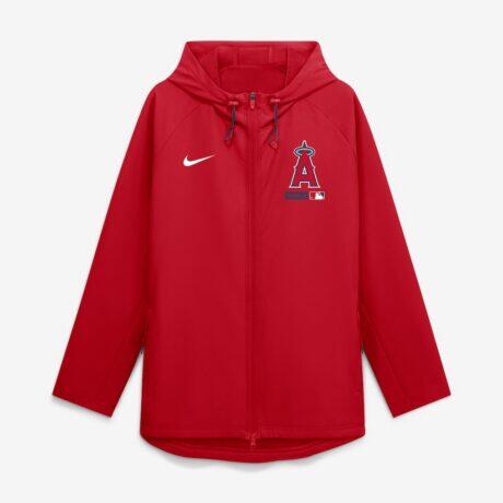 Los Angeles Angels Nike Authentic Collection Raglan Therma-FIT Full-Zip Hooded Jacket - Red - Alt1