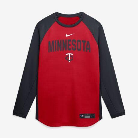 Minnesota Twins Nike Authentic Collection Raglan Dri-FIT Sweatshirt - Red - Alt1
