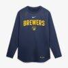 Milwaukee Brewers Nike Authentic Collection Raglan Dri-FIT Sweatshirt - Navy - Alt1