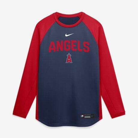 Los Angeles Angels Nike Authentic Collection Raglan Dri-FIT Sweatshirt - Navy - Alt1
