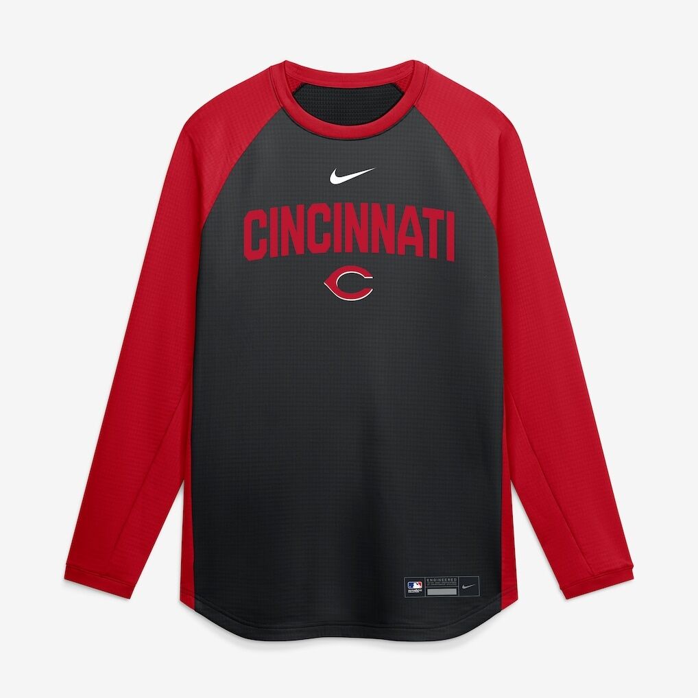 Cincinnati Reds Nike Authentic Collection Raglan Dri-FIT Sweatshirt
