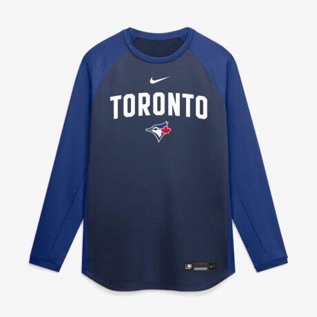 Toronto Blue Jays Nike Authentic Collection Raglan Dri-FIT Sweatshirt - Navy - Alt1