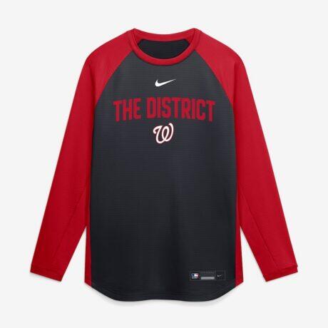 Washington Nationals Nike Authentic Collection Raglan Dri-FIT Sweatshirt - Navy - Alt1