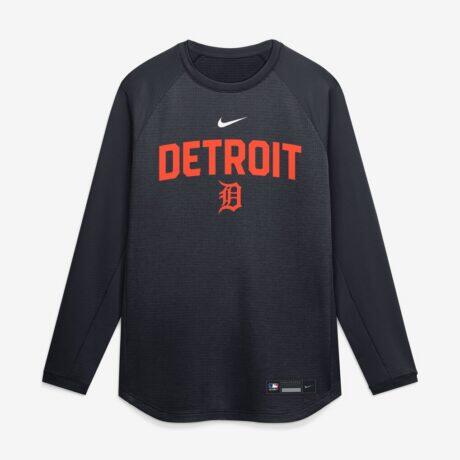 Detroit Tigers Nike Authentic Collection Raglan Dri-FIT Sweatshirt - Navy - Front View