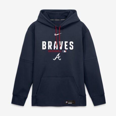 Atlanta Braves Nike Authentic Collection Therma-FIT Hoodie - Navy - Alt1