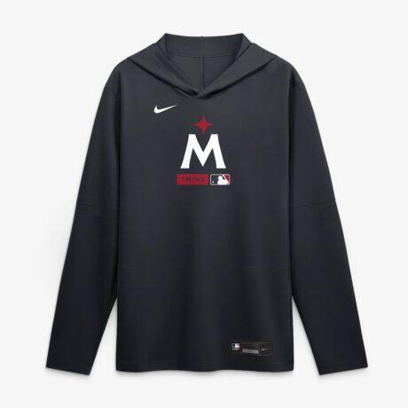 Minnesota Twins Nike Authentic Collection Dri-FIT Long Sleeve Hooded T-Shirt - Navy - Alt1
