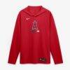 Los Angeles Angels Nike Authentic Collection Dri-FIT Long Sleeve Hooded T-Shirt - Red - Alt1